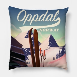 Oppdal norway vintage style ski poster. Pillow