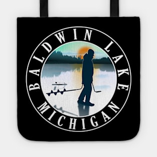 Baldwin Lake Ice Fishing Michigan Sunset Tote