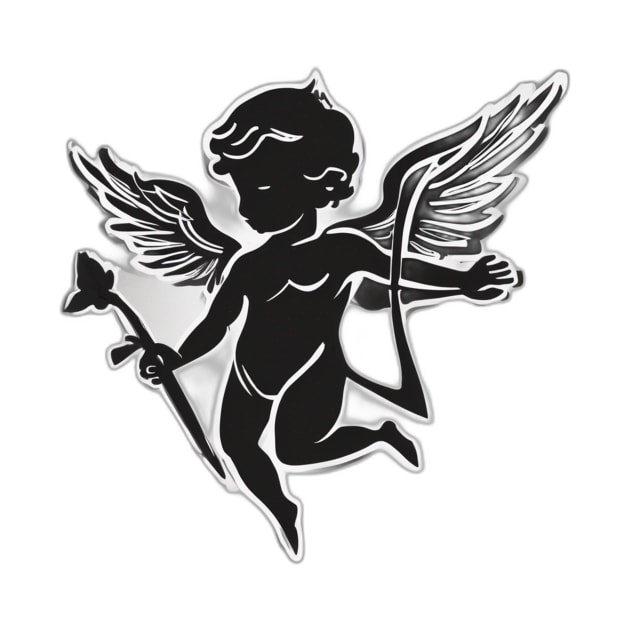 Seraphic Cupid Silhouette - Ethereal Angel Art No. 682 by cornelliusy