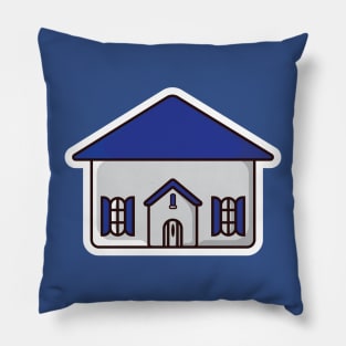 House Building Sticker vector illustration. Building and landmark object icon concept. Beautiful minimalist home front view with roof sticker design logo with shadow. Pillow