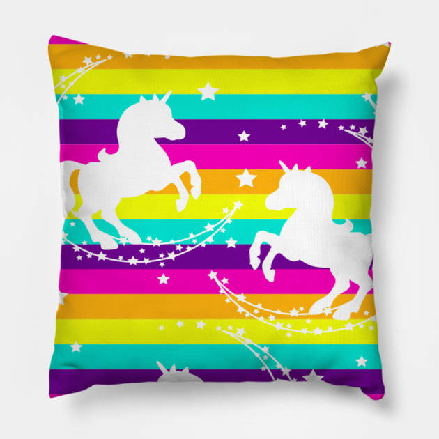 Unicorn pattern rainbow magical Pillow by Flipodesigner