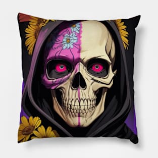 Skeleton with sunflowers. Pillow