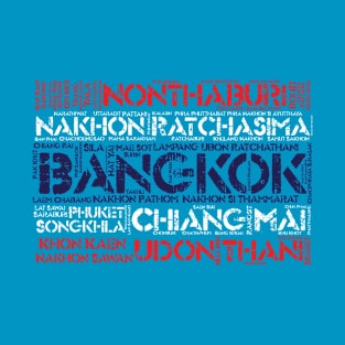 Thailand Flag with City Names Word Art T-Shirt