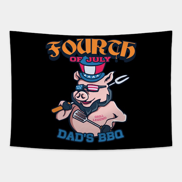 Fourth of July Daddy's BBQ Tapestry by Pixeldsigns