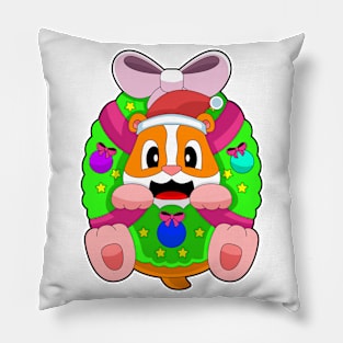 Hamster Christmas Ribbon Pillow