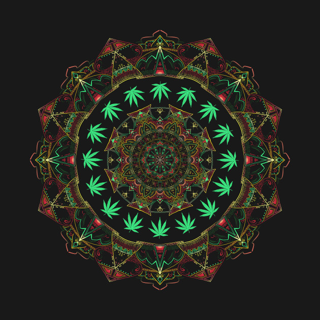 Download Weed Leaves Mandala Hippie Boho Pot Florar Drawing - Weed - T-Shirt | TeePublic