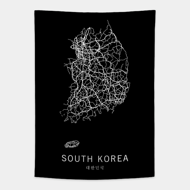 South Korea Road Map Tapestry by ClarkStreetPress