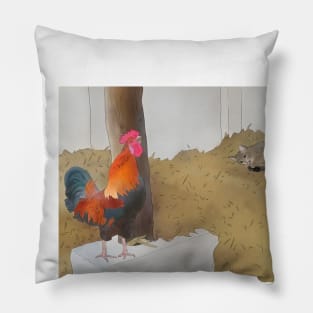 Hahn und Katze Pillow