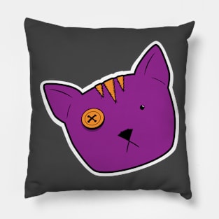 Stuffed Voodoo Tabby Kitten Face - Purple/Orange Pillow