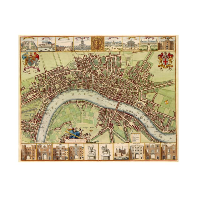 Vintage Map of London (17th Century) by Bravuramedia