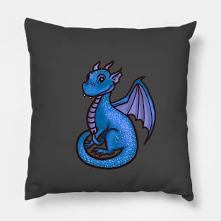 Dragon Illustration - Blue Pillow