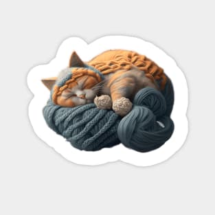 Sleepy Kitty Cat Knitten Kitten Magnet