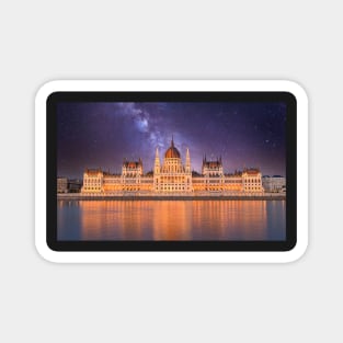 Hungarian Parliament at night in Budapest, Hungary Magnet