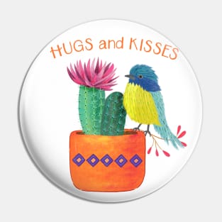 Cactus, bird, hugs and kisses Pin