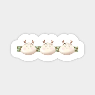 Reindeer Holiday Holly Bao Ribbon Magnet