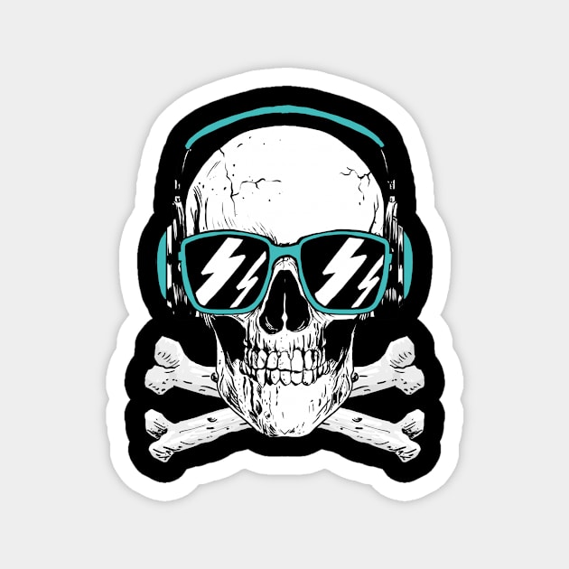 Music DJ Skull and Bones Artwork Magnet by New East 