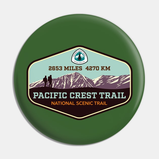 Pacific Crest Trail - California Oregon Washington - colorful trail hiking badge Pin by TGKelly