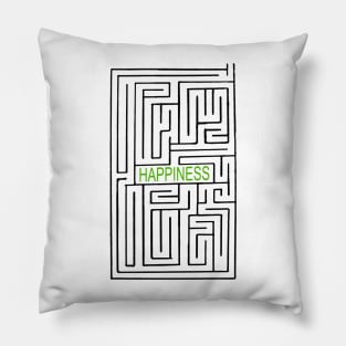 Maze of Happiness Black Pillow