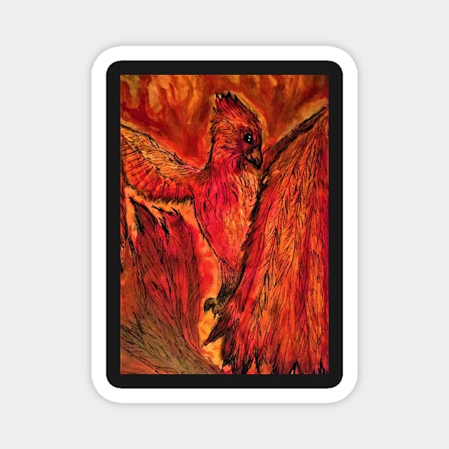 Red Phoenix Magnet by YaebaArts