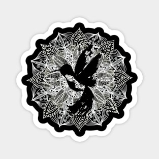 White Mandala Circle Hummingbird Magnet