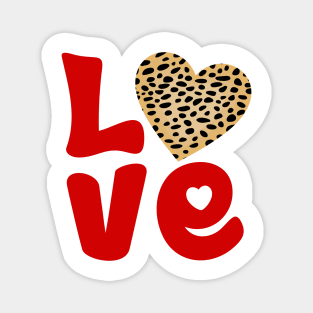 Love Letters with Cheetah Leopard Pattern Heart Magnet