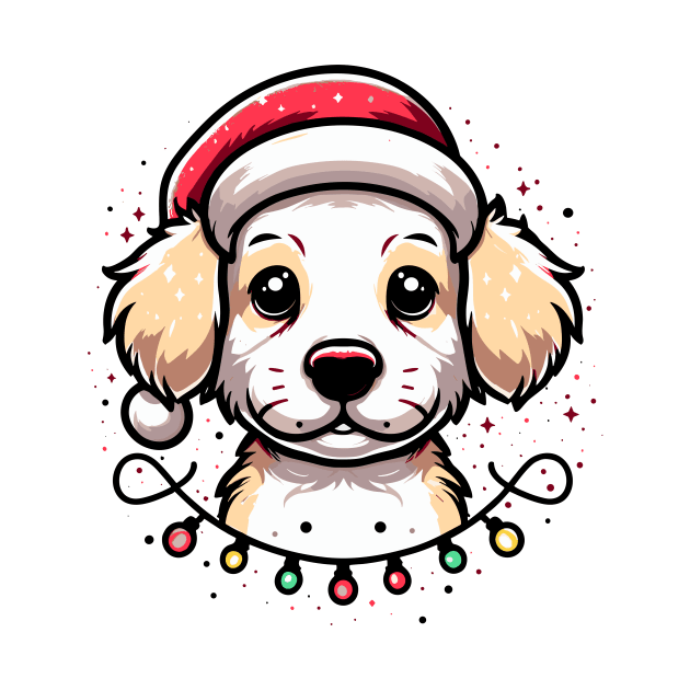 Adorable Dog Christmas Lights Santa Hat by Francois Ringuette