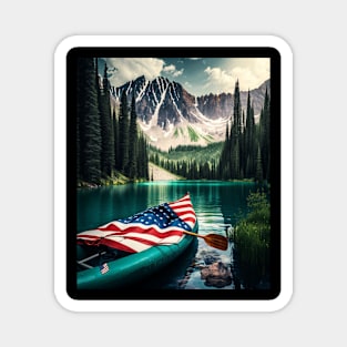 kayak paddle american flag Magnet