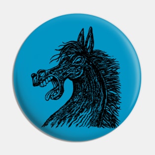 black head of a frightened horse Pin