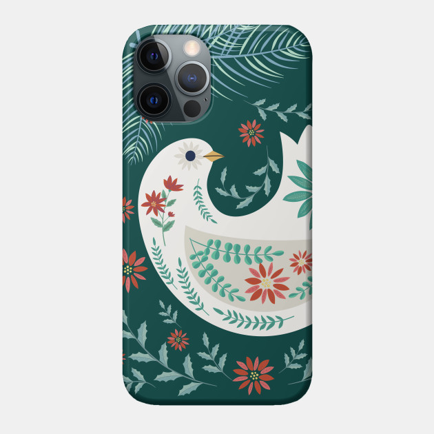 Folk Art Christmas Dove - Dove - Phone Case