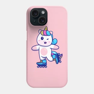 Cute Unicorn Playing Roller Skate Cartoon Phone Case