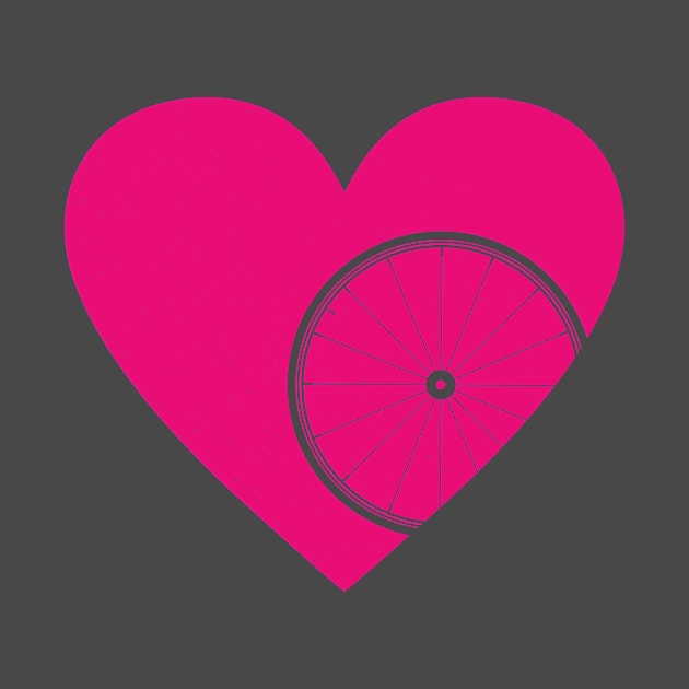 Heart with Road Bike Wheel for Cycling Lovers by NeddyBetty