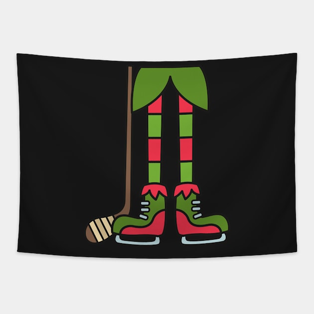 Christmas Ice Hockey Elf Xmas Gift 2017 Tapestry by RJCatch