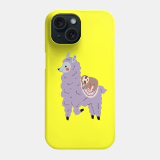 Adorable Sloth Relaxing On A Llama Phone Case