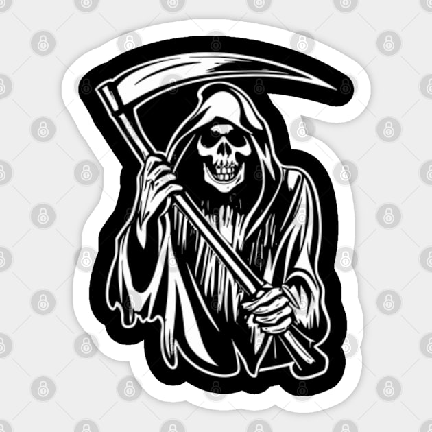 Grim Reaper Fishing Halloween' Sticker