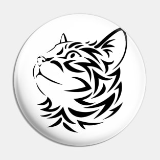 Tribal Cat Design Pin