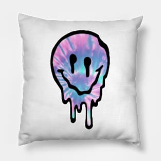 Tye Dye Drippy Smiley Face Pillow