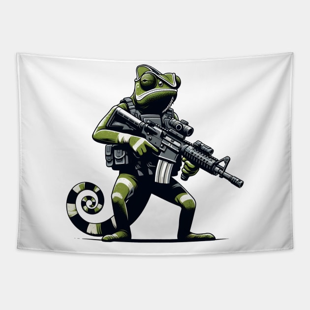 Tactical Cameleon Mastery Tee: Where Style Meets Stealth" Tapestry by Rawlifegraphic