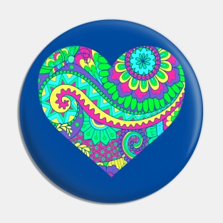 Bright and Colorful Decorative Heart Pin