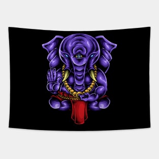 Blue Ganesha Elephant Tapestry