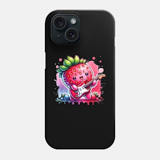 Cute Kawaii Strawberry Guitar Player Phone Case