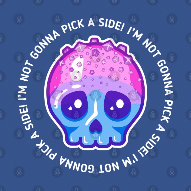 Not gonna pick a side - bisexual pride skull by Sugar & Bones