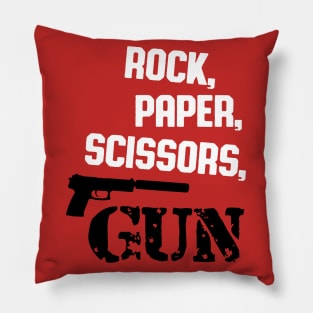 Rock,paper,scissors gun (white) Pillow