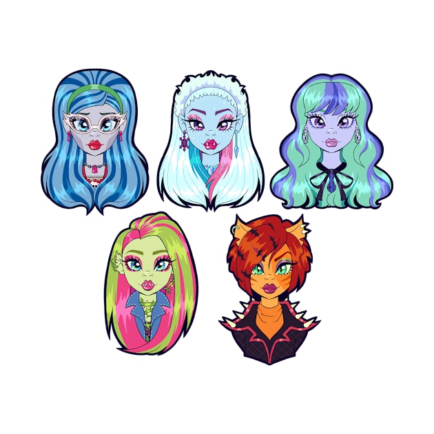 Monster High G1 Ghouls - Ghoulia, Abbey, Twyla, Venus, Toralei by Bratzoid