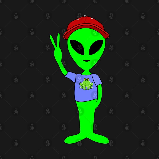 Peace Alien - Basecap - Smiling Frog T-Shirt by EDDArt