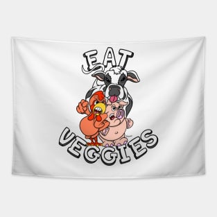 Vegetarian Vegan lifestyle EAT VEGGIES Tapestry