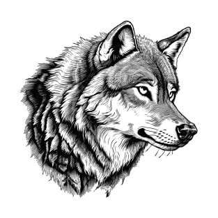 Black-White Wolf Head T-Shirt