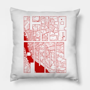 Liverpool, England City Map Typography - Oriental Pillow