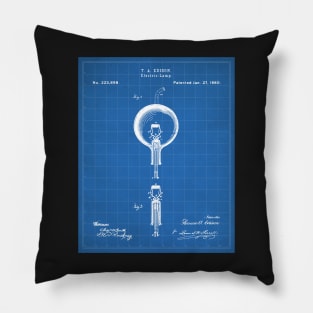 Edison Bulb Patent - Maker Workshop Home Decor Art - Blueprint Pillow