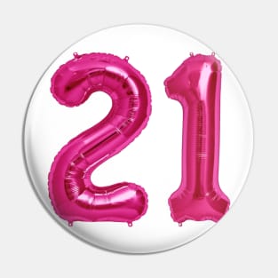 Hot Pink 21st Birthday Metallic Helium Balloons Numbers Pin