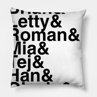 Fast and Furious Helvetica List Pillow